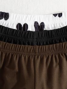 SHEIN 6pcs/Set Baby Girls Newborn Toddler 0-3 Years Spring Summer New Cute Bunny Solid & Striped T-Shirt Shorts Outfit Set - Black - View 5