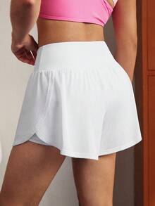 CourtClass 女款極簡日常口袋運動短褲，適合健身、跑步、健身房，白色夏季款 - 白色 - 查看 2