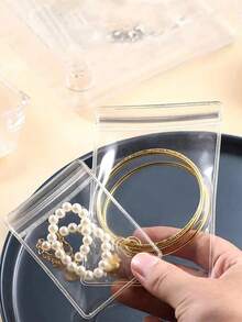 Transparent, Oxidation-Resistant Bags For Jewellery Storage; Individually Packaged Gift Bags For Rings, Earrings, Necklaces, Bracelets And Other Accessories - White - View 6