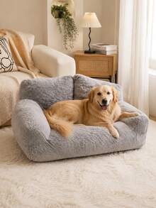 Giường sofa thú cưng hỗ trợ xương thoải mái, giặt được bốn mùa, đáy chống trượt, màu xám hiện đại, phù hợp cho mèo và chó (M/L/XL), phong cách nội thất thời trang - Xám - Xem 5