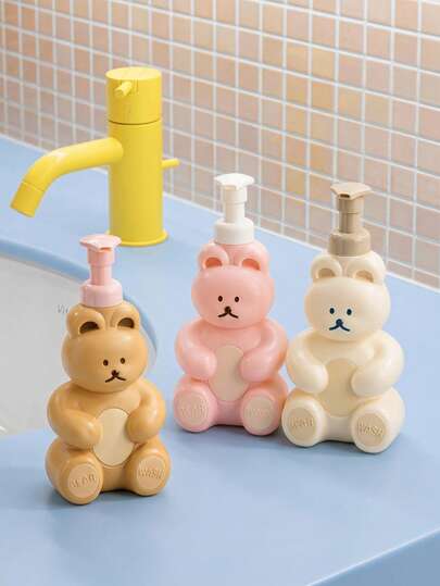 Joivida 1Pc 500ml Bear Shaped Soap Dispenser Bottle, Press Type Foaming Bottle, Shower Gel Dispenser Bottle, Large Capacity Empty Foam Dispenser Bottle, Cute Style, INS Style, Can Be Placed In Bathroom/On Washstand