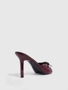 CUCCOO SZL 9CM 女款高跟鞋 PU 酒紅色 小貓跟 圓頭 扣飾 舒適百搭 日常通勤 度假 派對 女鞋 - 酒紅色.. - 查看 3