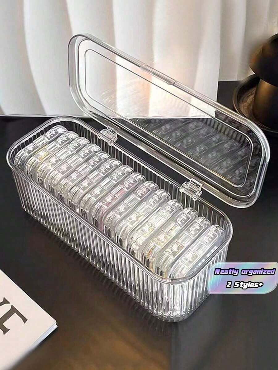 1pc/15pcs Acrylic Bracelet Storage Box, Transparent Anti-Oxidation Portable Box For Bracelets, Fidget Toys, Crystal Jewelry, Nail Polish Accessories, Trinkets - Transparent - View 1