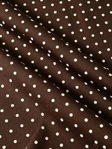SHEIN Franclia Rok Celana Pendek Wanita Motif Polkadot Modis Kasual Serbaguna - Coffee Brown - View 3