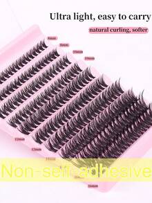 200 Large Capacity Eyelash Cluster, 50D Cluster False Eyelashes, Ultra Dense Single Eyelash Cluster Slender Suitable For Beginners At Home. 0.07mm D Curled 8-16mm Mixed Natural Eyelash Extension, 50P Cluster Dense Cluster False Eyelasheslash Clusters - Black - View 2