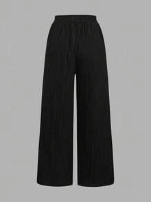 SHEIN Tall CURVE 大尺碼女款抽繩腰休閒百搭日常穿著長褲 3 件套 - 彩色 - 查看 11