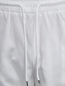 Manfinity Homme 男士成熟休閒襯衫套裝，牙籤褶皺與拉鍊設計，適合日常穿著，送給男友與丈夫的理想禮物 - 白色 - 查看 3