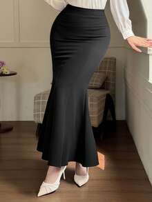 DAZY Women's Elegant Commute Solid Color Mermaid Skirt Fall - Black - View 5