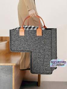 1 Buah Keranjang Tangga Lipat Kapasitas Besar dari Kain Felt dengan Jendela Transparan, Organizer Penyimpanan Serbaguna untuk Pakaian Kotor, Mainan, Karpet, Tangga Kayu, Pegangan Portabel, Dapat Dilipat, Dekorasi Rumah, Hadiah Natal Halloween - MultiWarna - View 1