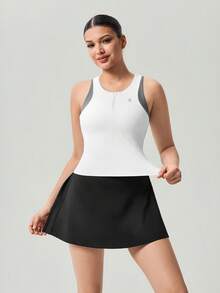 OutZeal Women Sports White Tank Gym Yoga Workout Soft Stretch Bra-In Color-Blocked Active Tops - White - View 6