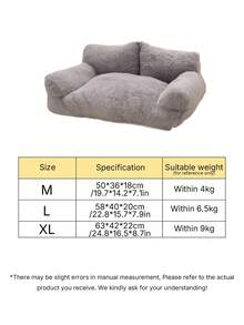 Giường sofa thú cưng hỗ trợ xương thoải mái, giặt được bốn mùa, đáy chống trượt, màu xám hiện đại, phù hợp cho mèo và chó (M/L/XL), phong cách nội thất thời trang - Xám - Xem 3