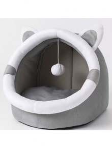 1pc Cute Soft Cat Bed House Comfortable Breathable Sleeping Basket All Year Round Suitable For Small Medium Large Cats Supplies - grey - View 10