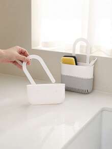 1pc Solid Plastic Faucet Sponge Brush Holder Drain Basket For Kitchen Sink Countertop Self Draining Storage Organizer Home Daily Use Functional Convenient Practical Household Supplies Must Have - one size fits all - View 5