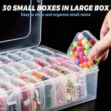 31 Piece Combination Bead Jewelry Storage Box, Transparent Plastic Sorting Set, 30 Small Boxes, 1 Large Box, Durable And Portable Handmade Container Suitable For DIY Handmade Bead Making Earrings, Rings, Necklaces, Small Items For Home Storage - transparent color - View 9