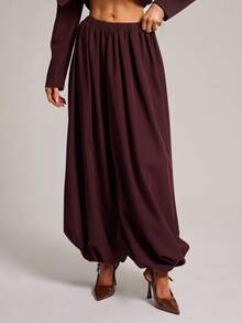 SHEIN BAE بليزر نسائي بلون موحد كاجوال متعدد الاستخدامات للارتداء اليومي، بنطال فانوس، ملابس ضيفة الزفاف، مناسبات رسمية، كوكتيل - الأرجواني - مشاهدة 7