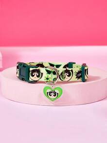 THE POWERPUFF GIRLS X PETSIN 1件寵物項圈附鈴鐺吊飾，可愛圖案，聚酯纖維材質，鈴鐺吊飾點綴，可調節舒適貼合，日常寵物識別，適用幼犬與幼貓 - 彩色 - 查看 2