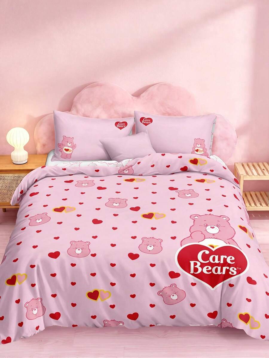SHEIN X Care Bears Set Selimut Motif Kartun Animasi 3 Buah, Bahan Halus, Lembut dan Hangat, Berbagai Ukuran, Cocok untuk Ranjang Single/Ranjang Double/Ranjang Queen/Ranjang King, Dapat Dicuci dengan Mesin - Warna warni 1 - View 1