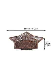 Star Shaped Rattan‑Effect Snack Basket, Deep Color Woven Food Tray, Multipurpose Serving Basket For Fries, Cakes, Nuts, Pastries, Fruits And Vegetables, Practical Food Container For Home Kitchen, Restaurant And Party Use - Dark color - View 11