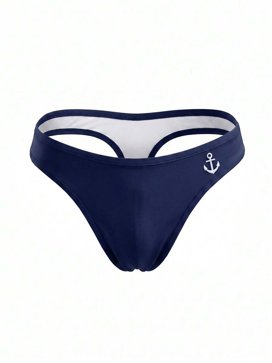 ZELFYO Men's Casual Anchor Print Triangle Swim Trunks - Blue - View 1