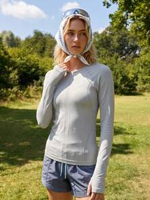WanderVale Women's Solid Color Raglan Long Sleeve Outdoor T-Shirt - Grey - View 5