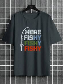 Manfinity Homme Men's Summer Letter Printed Round Neck Short Sleeve Casual T-Shirt - Dark Grey - View 3