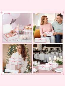 10 Pcs Set Bride Bridesmaid Proposal Gift Box Covered Paper For Wedding Baby Shower Birthday Bachelorette Party Favor Must Have Packaging Supply - Pink - View 5