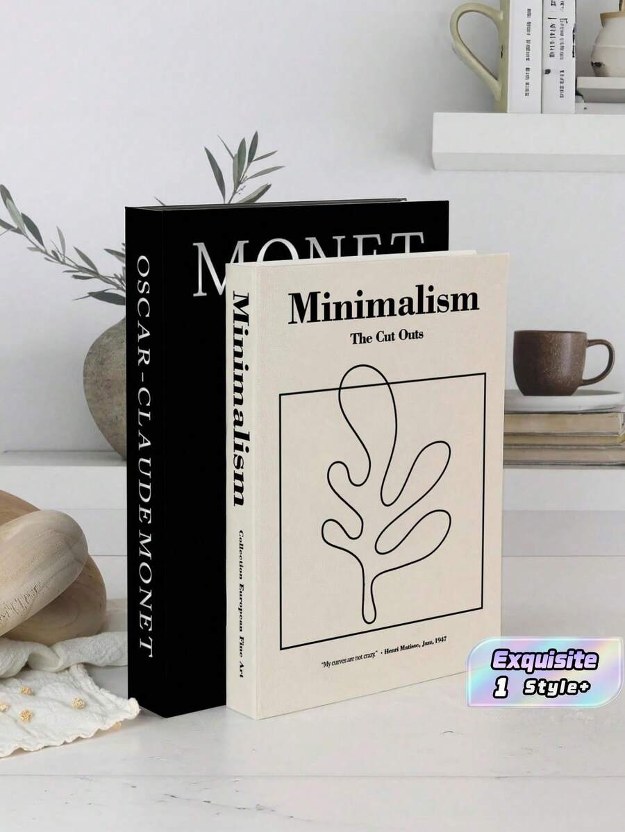 2pcs Various Sizes Paperboard Neutral Tone Set For Bookshelf Coffee Table Shelf Home Decor Modern Minimalist Sturdy Storage Box Style Room Office Mantel Farmhouse Apartment Styling Gift Idea - multicolor - View 1
