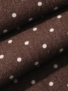 DAZY Women's Pocket Button Casual Vintage Versatile Daily Outing Autumn Vacation Date Brown And White Polka Dot Pants - Brown - View 4