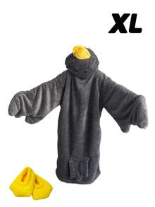 2Pcs Oversized Hooded Blanket Parka – Ultra Warm Down Alternative Wearable Blanket With Pockets, Soft Flannel Sherpa Lined Robe, Cozy Lounge Wear Gift Set With Slippers - Multicolor - View 14