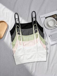 SHEIN 青少年女孩秋冬簡約舒適兒童學生成長期露背內衣 5件/組 - 彩色 - 查看 2