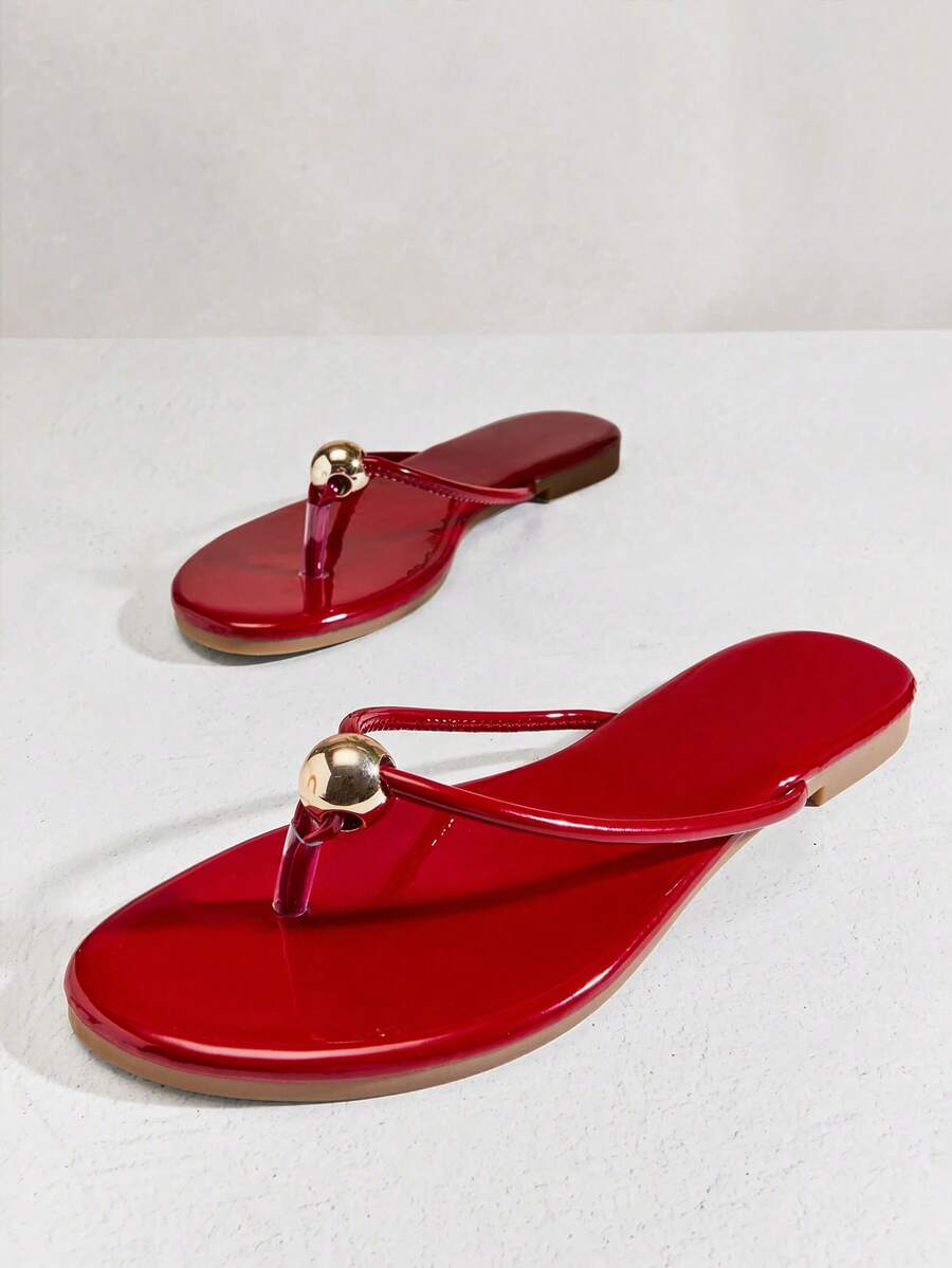 SHUZIA Sandalias de dedo en forma de T con punta redonda para la piscina - Marrón Chocolate - Ver 1