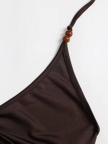 Sweetra Women's 2 Pieces Set Camisole Top And Bow Long Pants, Slimming Elegant Vacation Style - Brown - View 5