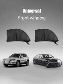 1Set Universal Car Sun Shade Window Curtain UV Protection Side Window Cover Front Rear Window Sun Visor Heat Insulation Sun Block Mesh Reflective Film Auto Accessories For Sedan SUV Vehicle Interior Decoration - Black - View 10