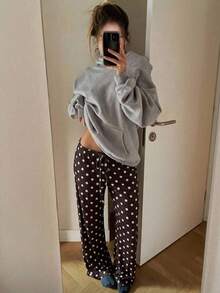 CovetEZ 女款波點休閒百搭日常穿著長褲 - 棕色 - 查看 1