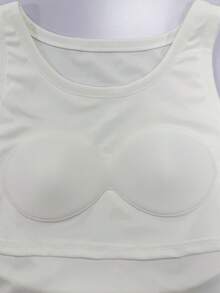 SHEIN Raffinéa Fitted Sexy Minimalist Sexy Phoenix With Padded Ribbed Camisole - White - View 7
