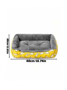 1pc Fluffy Pet Bed, Warm Arctic Velvet Cozy Dog & Cat Nest, Washable Round Plush Kennel For Small To Large Dogs, Super Soft Winter Sleeping Mat For Indoor Home Use, Gray/Yellow Available - Multicolor - View 3