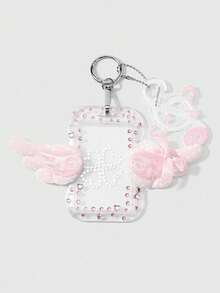 ROMWE Kawaii 1 Second-Dimensional Sweet And Cute Pink Acrylic Polka Dot Note Colorful Wing Bow'Send Love Rhinestone Sticker 1 'Card Cover DIY Keychain Bag Pendant - Pink-202 - View 14