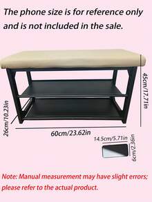 1PC Upholstered Shoe Changing Bench,Double Layer Open Shoe Rack With Cushioned Seat,Breathable Shoe Storage Bench,Sturdy Shoe Stool For Entryway Hallway Apartment Small Home - Multicolor - View 4
