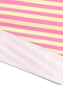 EMERY ROSE Setelan Musim Panas Motif Garis-Garis Pink dan Kuning Lembut untuk Wanita, Atasan Lengan Pendek Longgar Berkerah Bulat dengan Celana Pendek Bertali, Setelan Dua Potong untuk di Rumah atau Santai - MultiWarna - View 4