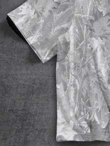 Manfinity ZONE917 Kaos Lengan Pendek Ukuran Standar American Boxy Cropped Loose Distressed Dry Branch & Leaf NYC Graphic - MultiWarna - View 4