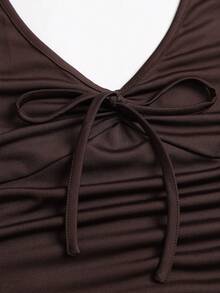 Sweetra Women's 2 Pieces Set Camisole Top And Bow Long Pants, Slimming Elegant Vacation Style - Brown - View 6