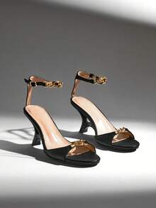 SHUZIA Women's Elegant Minimalist Ankle Wadge Sandals - Black - View 8
