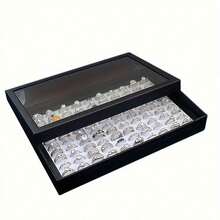1/2 piezas Caja de joyas con tapa de 36/100 ranuras, bandeja para pendientes, bandeja de exhibición de anillos, caja de anillos, caja de joyas, caja de almacenamiento de pendientes, caja de exhibición de joyas a prueba de polvo, regalo para mujeres - Multicolor - Ver 18