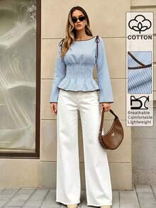 Selenza Women's Striped Colorblock Casual Daily Wear Shirt - Blue - View 4