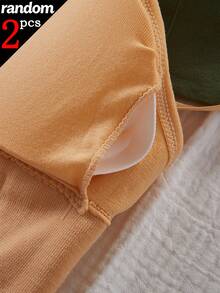 Teen Girl Solid Color Padded Sports Bra With Anti-Exposure Design - Multicolor - View 3