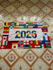 1件 2026世界盃旗幟橫幅 足球派對裝飾背景 含各國國旗 適合運動迷 賽事之夜觀賽派對 戶內外裝飾 - A - 查看 10