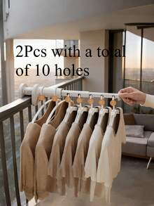 2 PCS Folding Travel Clothes Hanger, Portable Foldable Drying Rack With 5 Holes & Rotating Clips, Space Saving Adjustable Laundry Hanger For Home Dorm Bathroom - multicolor - View 8
