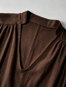 Hotletica Women's Traceable Cotton V-Neck Short Sleeve Top & Long Pants 2 Pieces Set - Coffee Brown - View 3