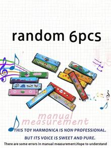 6/12PCS 16 Hole Double Row Cartoon Harmonica Portable Mini Musical Instrument Random Color Beginner Learning Music Toy For Birthday Valentine Back To School Graduation Party Favors Gifts Must Haves - Multicolor - View 10