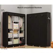 1 buah Rak Penyimpanan Lemari Pakaian Portabel - Mudah Dirakit, Kapasitas Besar, Rangka Logam, Rak Kain Non-Anyaman, Desain Minimalis Hitam, Cocok untuk Penyimpanan Kamar Tidur dan Lorong | Lemari Pakaian Modern | Lemari Pakaian Rangka Logam - Beraneka warna - View 14